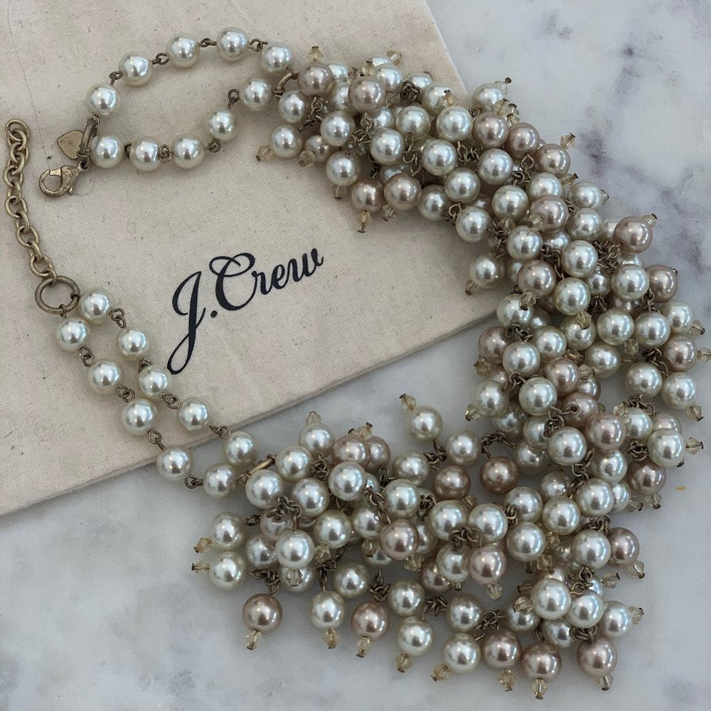 J Crew faux pearl & crystal multistrand necklace